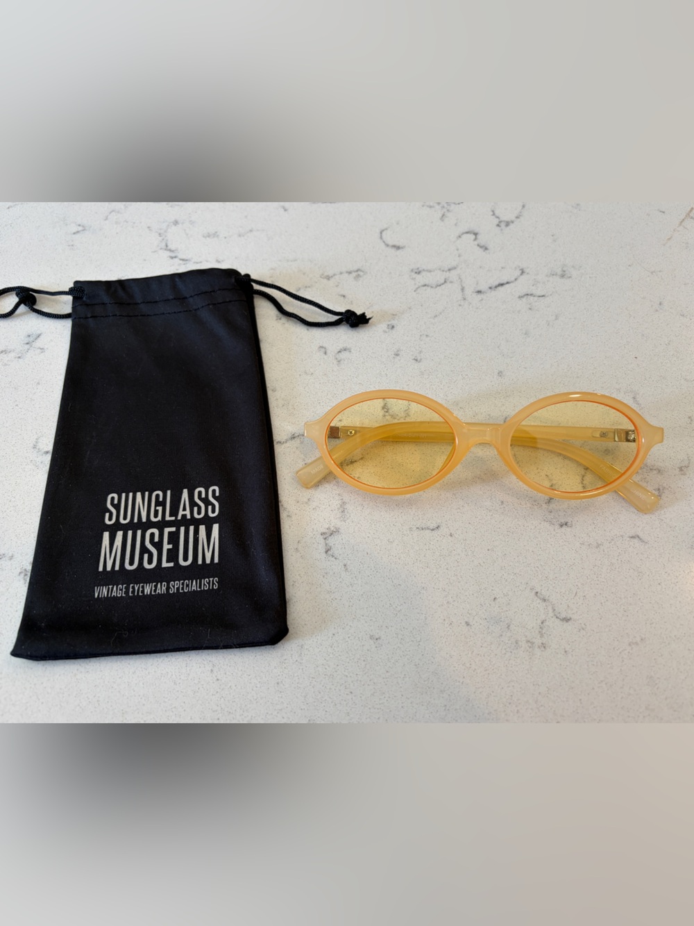 Free People Oh Hello Translucent Pale Yellow Oval Sunglasses